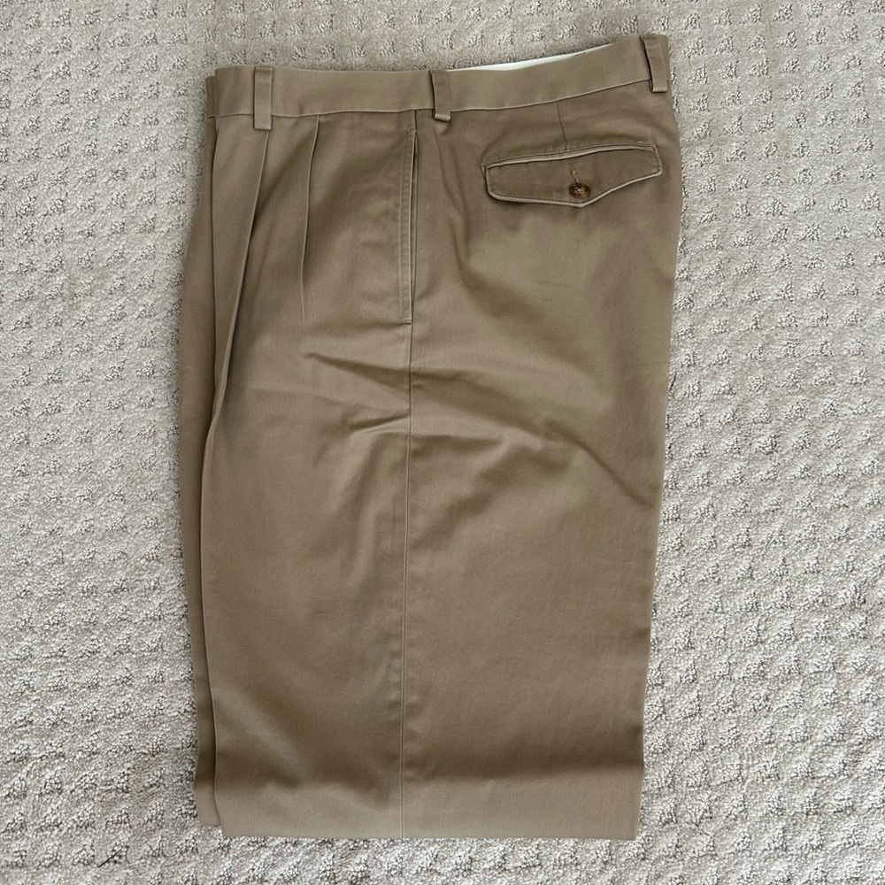 L.L. Bean Tan Chinos Classic Flat Front Design